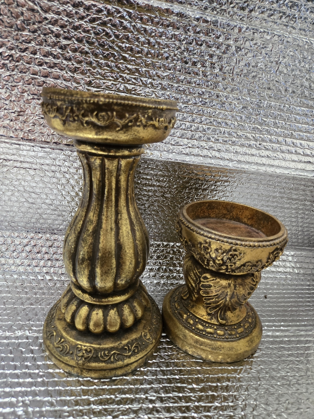 Antique Gold Decorative Candle Holders Set - Home Accents